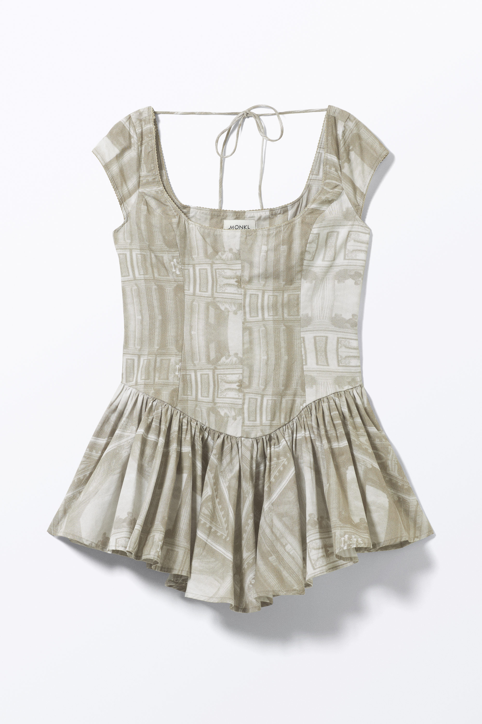 Vert kaki - cadre baroque - Robe courte ajustée et évasée - 6