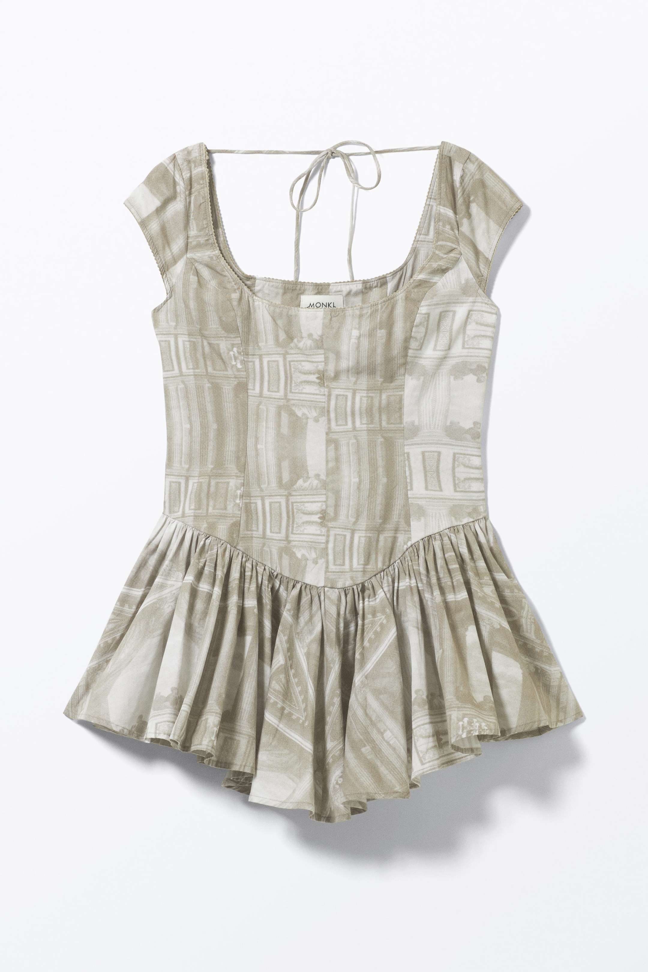 Khakigrün - Barock-Rahmen - Fit-and-Flare-Minikleid - 0