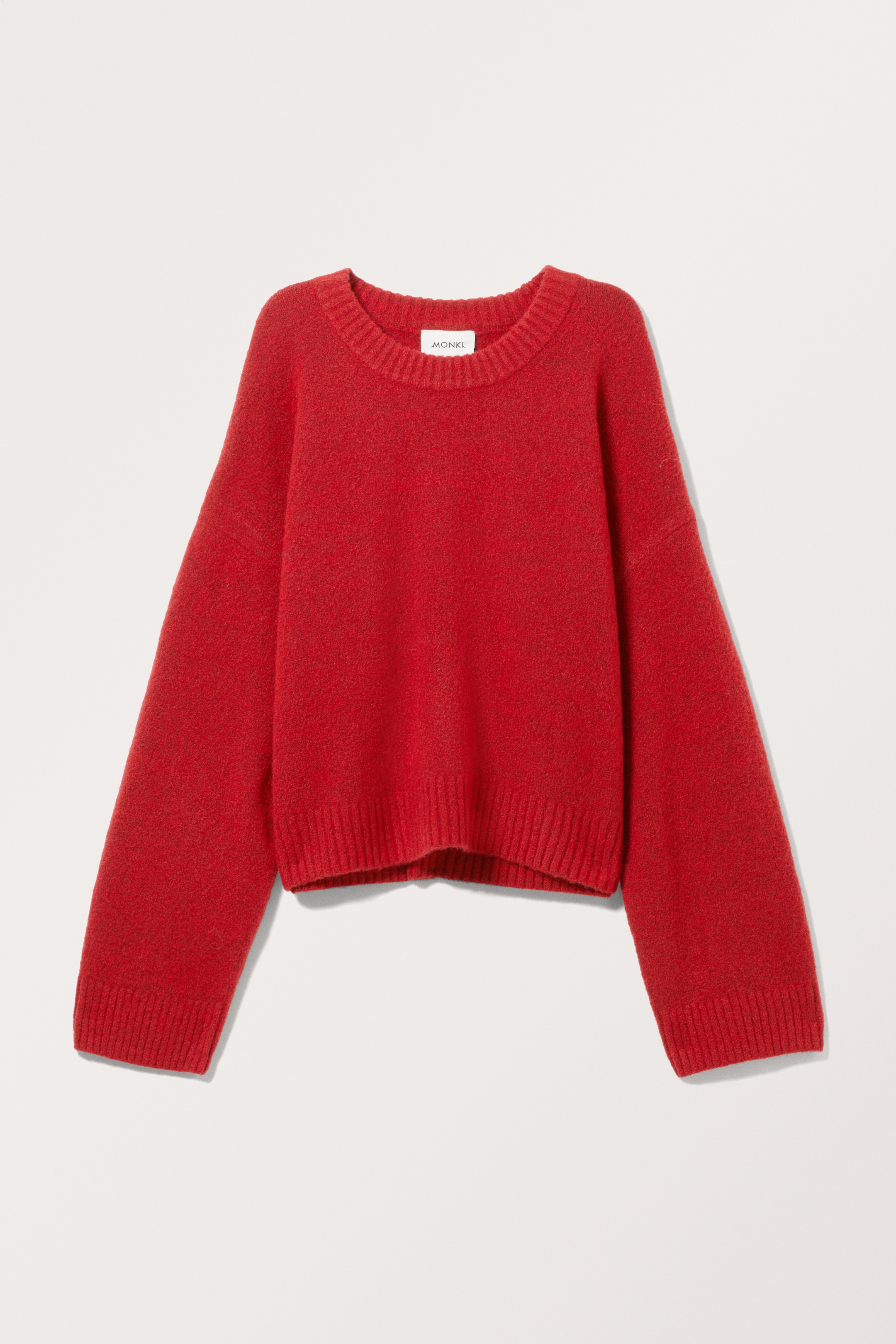 Visa större bild: Oversized långärmad tröja i stickat material - Rödmelerad - DAM | H&M FI 1