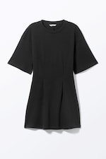 Svart - Kort strukturerad T-shirt-klänning - 0