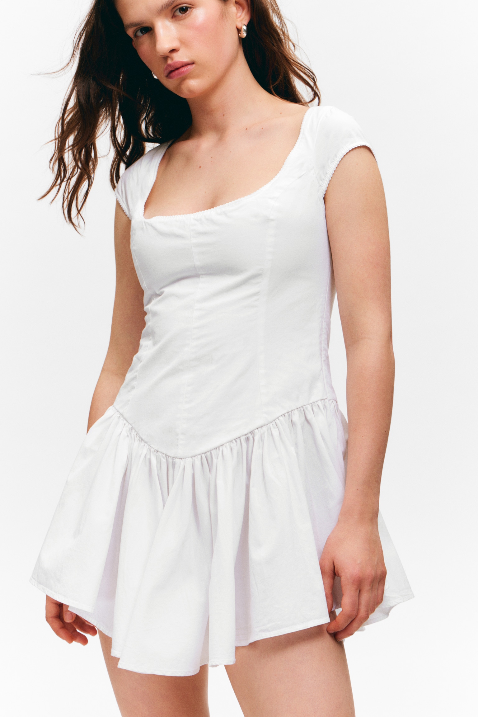 Fit-and-flare mini-jurk - White White/Gestreept blauw en roze - 5