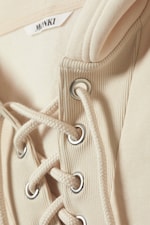 Light Beige - Cropped Lace-up Hoodie - 1