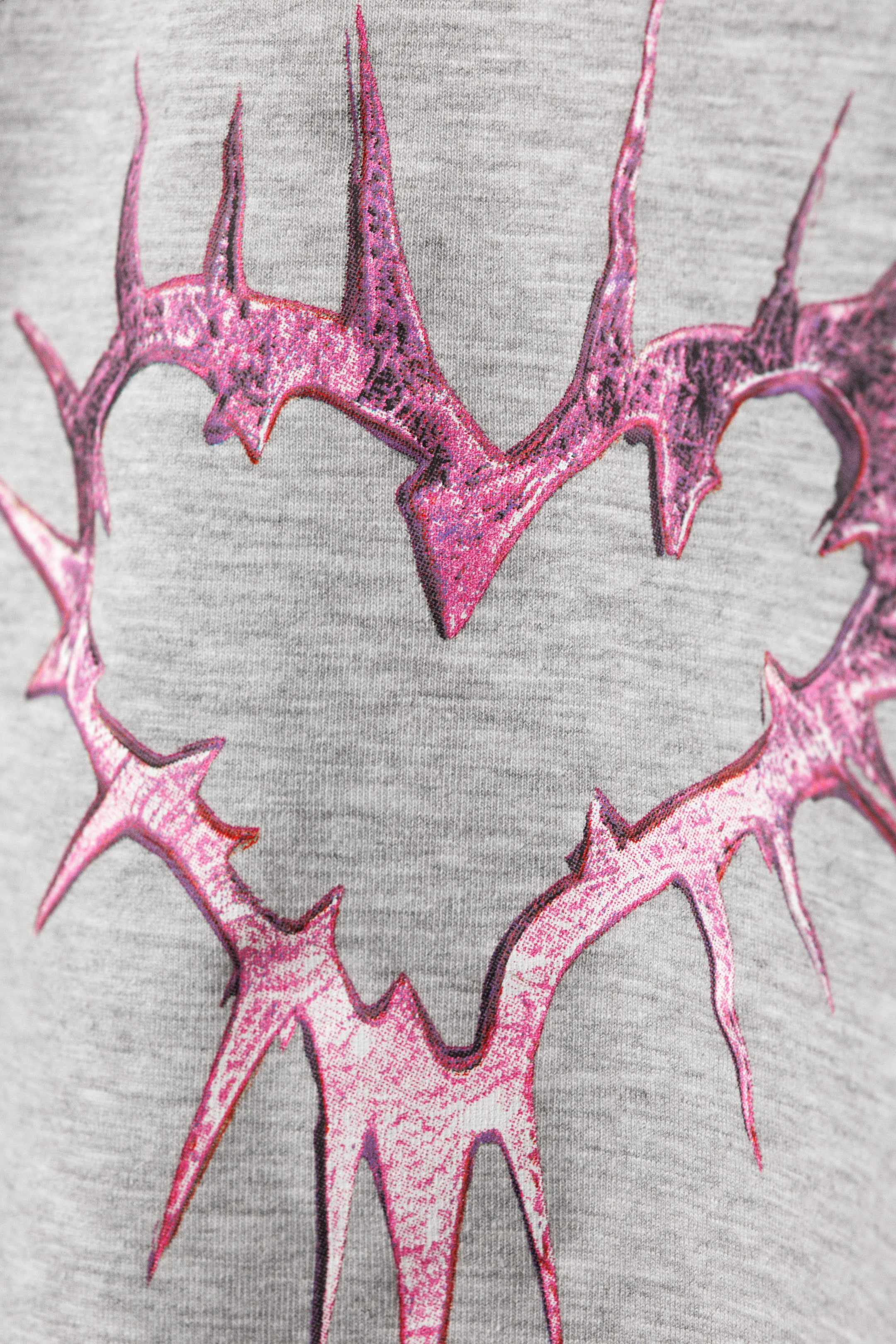Grau mit rosa Stachelherz - Kurzes T-Shirt - 1