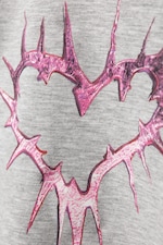 Grau mit rosa Stachelherz - Kurzes T-Shirt - 1
