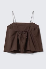 Brun foncé - Top en popeline avec lien de serrage - 5