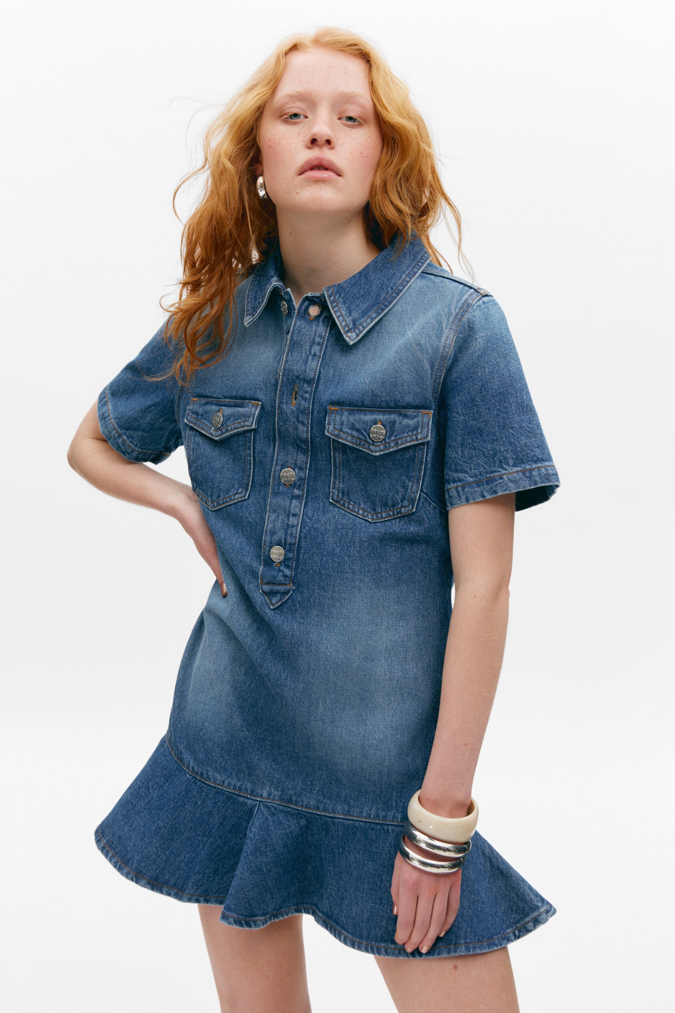 Sunset Blue - Dark Blue - Denim Tunic Mini Dress - 2