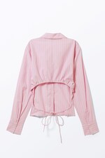 Striped Pink - Cropped Open Back Shirt - 1