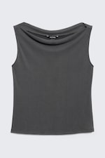 Charcoal - Super soft sleeveless boatneck top - 3