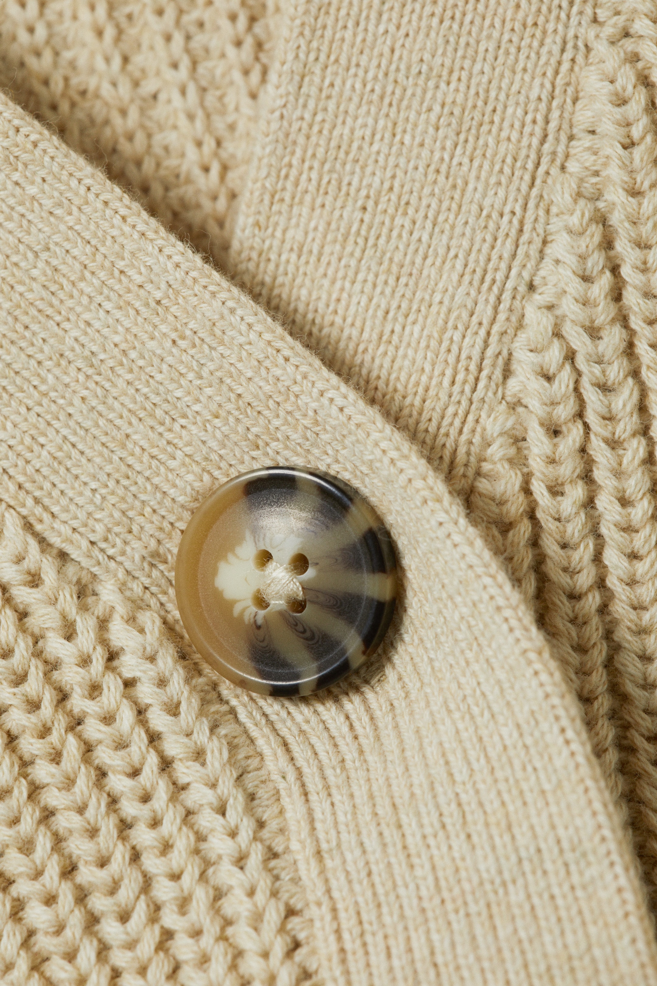 Beige - Chunky cropped cardigan - 1