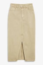 Beige - Midi denim skirt - 0