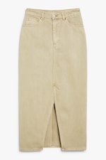 Beige - Midi denim skirt - 0