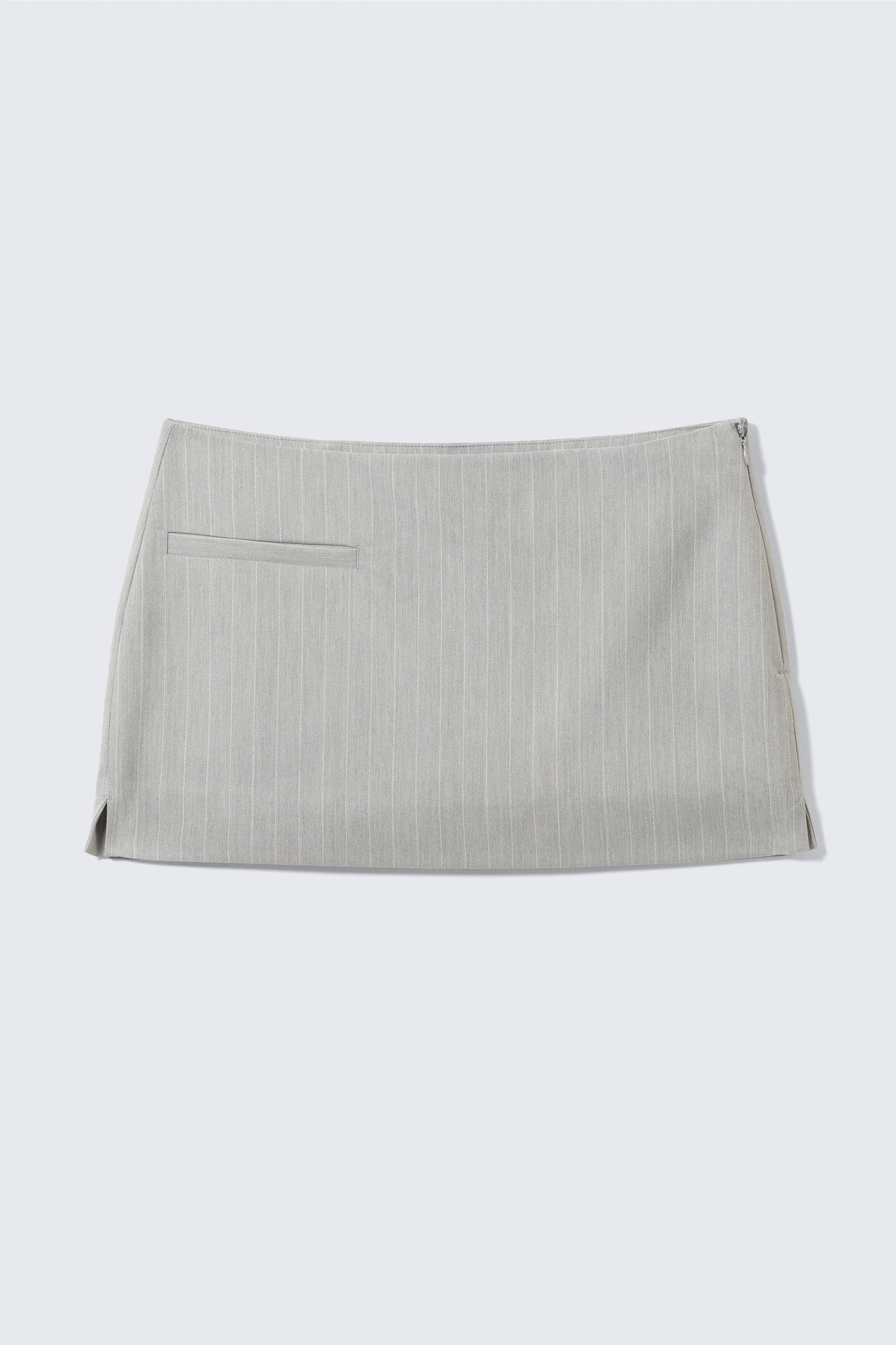 Minigonna in tessuto per abiti a vita bassa - Grigio chiaro - Gessato/Nero