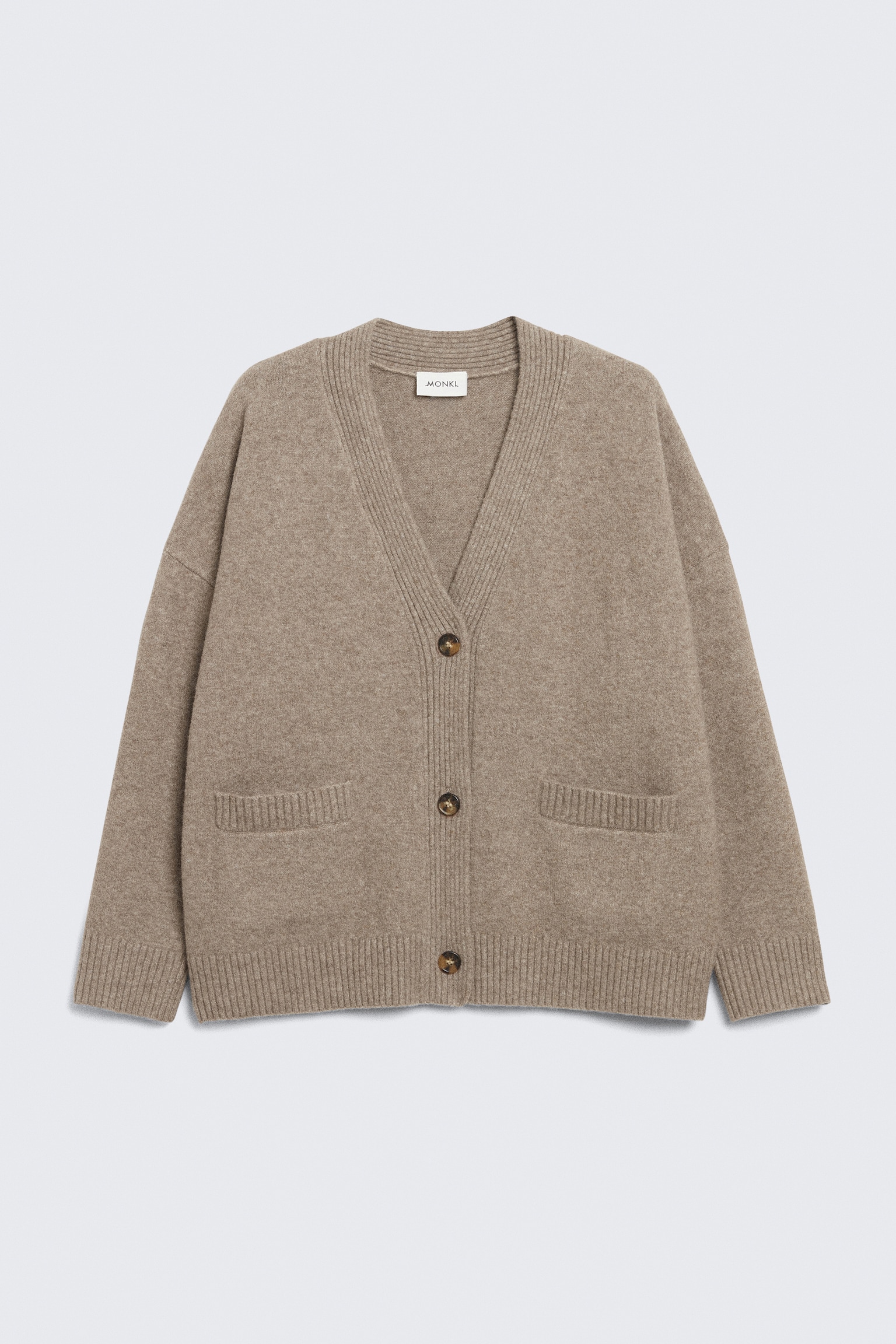 Locker geschnittene Strickjacke - Taupe Braun/Schwarz - 2