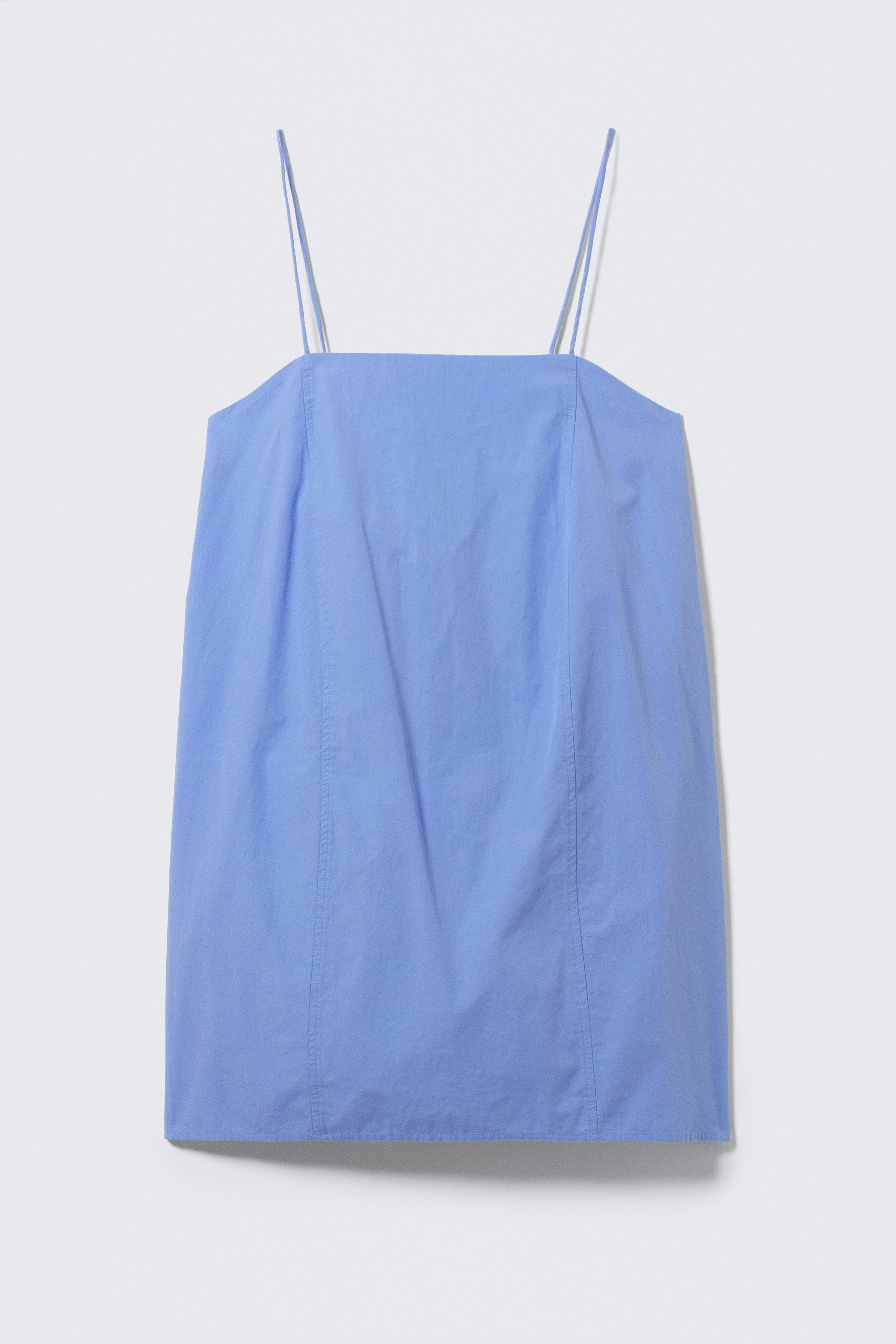 Blue - Tie-Back Twill Mini Dress - 4
