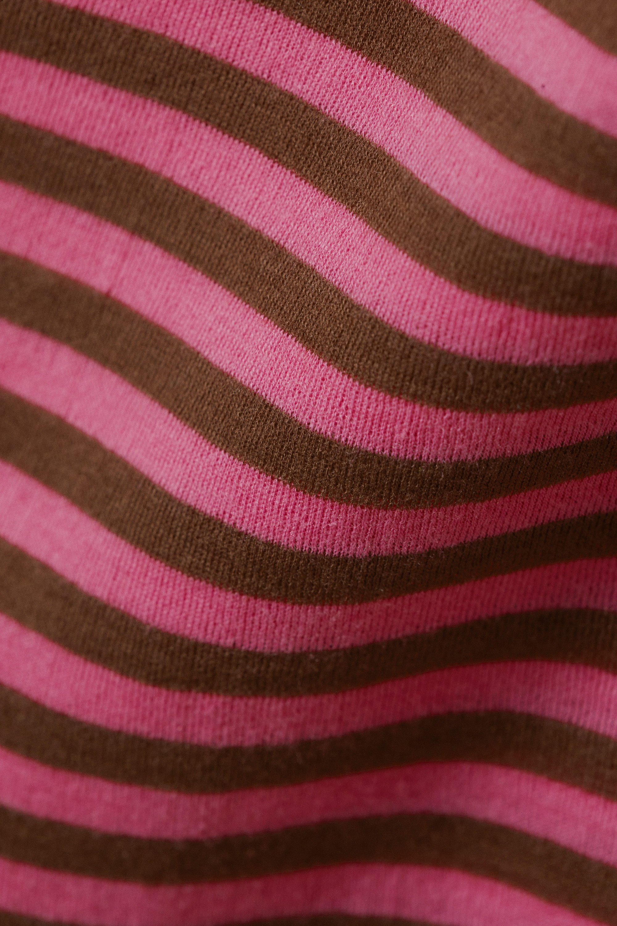 Striped Pink - Fitted Cap-Sleeved Mock-Turtleneck T-shirt - 4