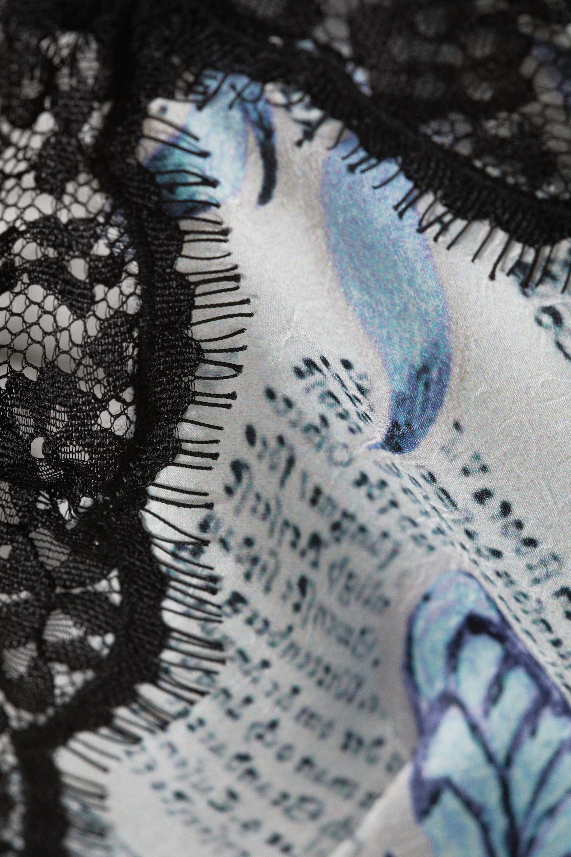 White Newspaper - Blue Flame - Lace-Trimmed Satin Camisole - 5