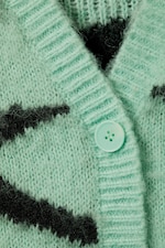 Light Green Zebra Print - Fluffy knit cardigan - 1