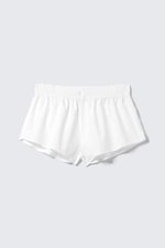 White - Mid-Rise Cotton Poplin Pyjama Shorts - 0