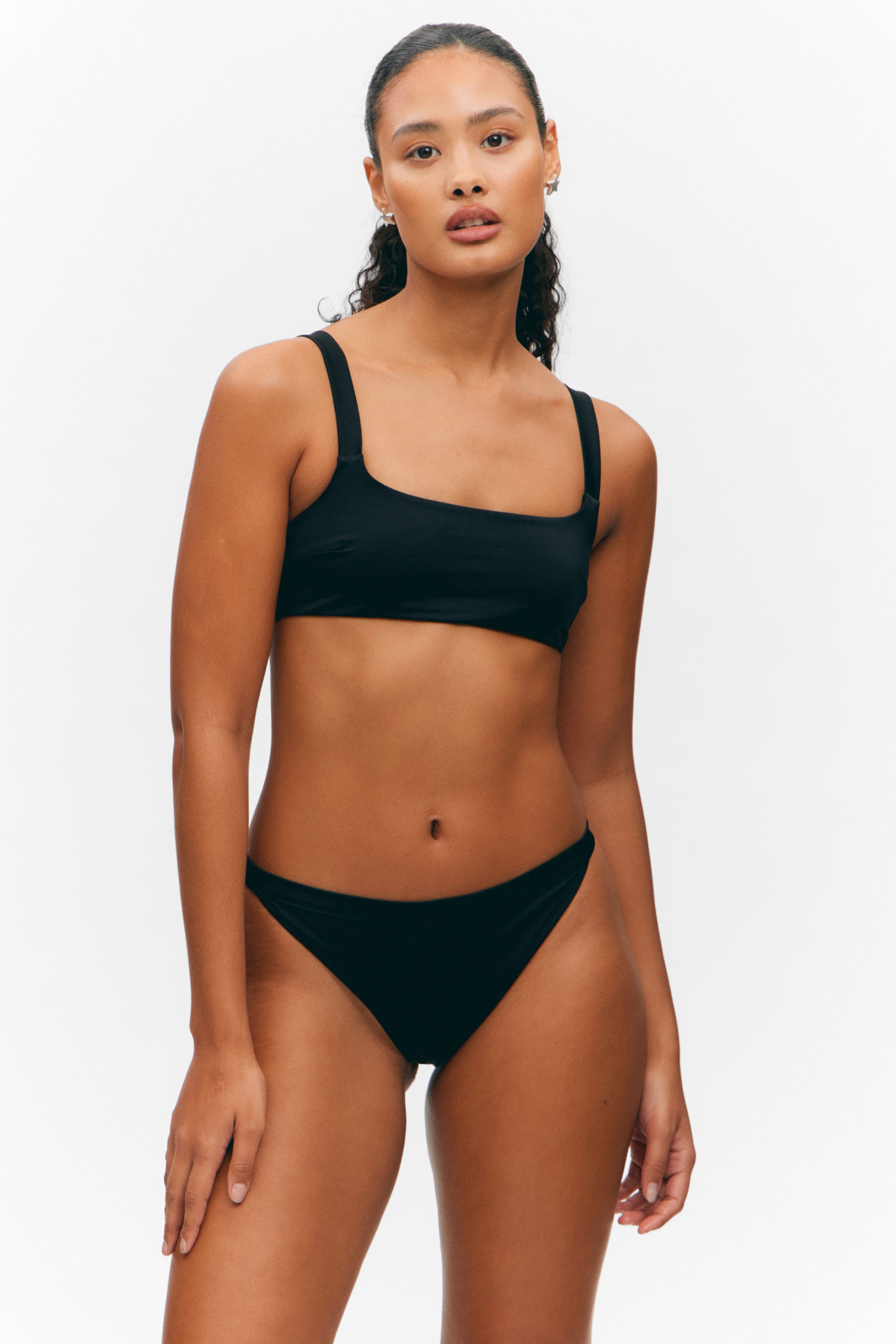 Black - Square-Neck Bikini Top - 1