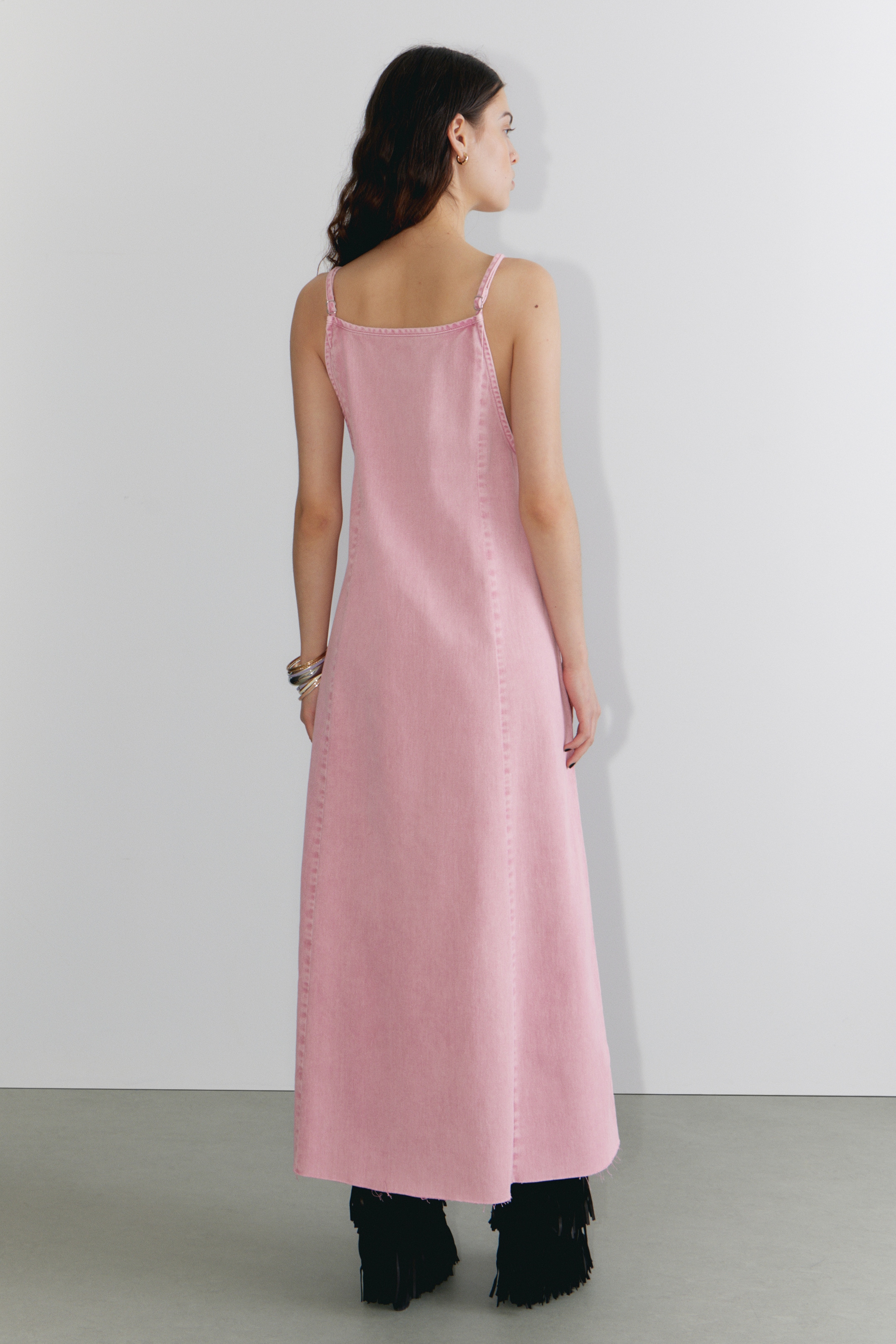 Grotere afbeelding bekijken: Mouwloze maxi-hemdjurk van keperstof - Oudroze - DAMES | H&M NL 5