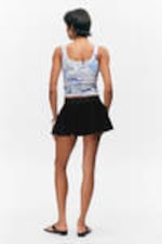 Black - Low Rise Flared Mini Skort - 3