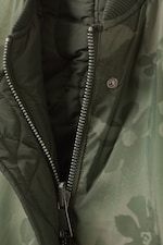 Dark Khaki - Floral - Loose Reversible Bomber Jacket - 6