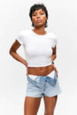 Fresh Blue - ljusblå - Lana Fold Down Denim Shorts - 2