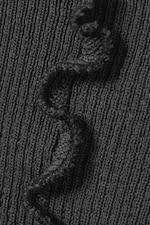 Dark Grey - Frill-Edge Ribbed Knitted Top - 4