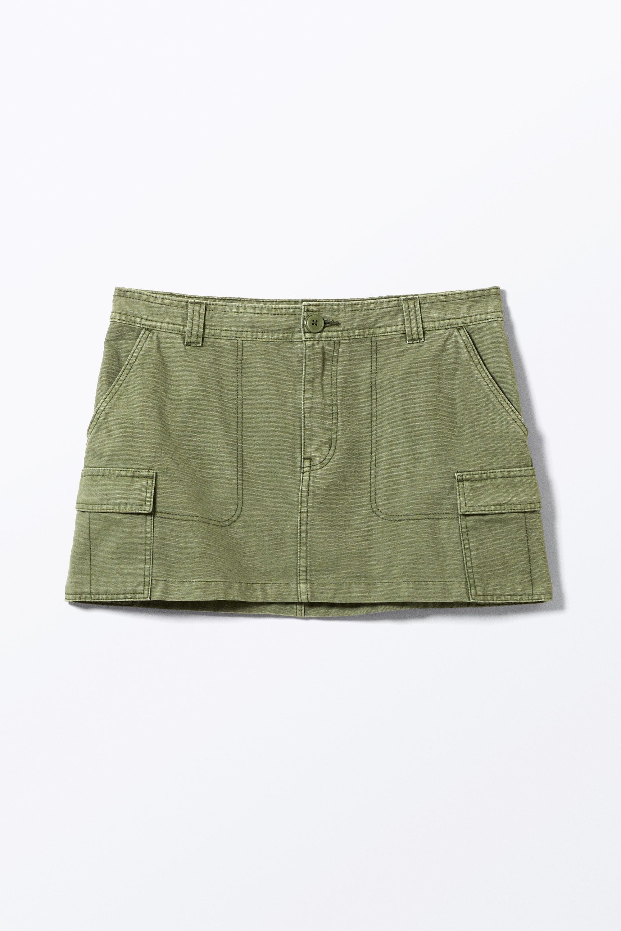 Bawełniana spódnica cargo - Zieleń khaki/Złamana biel