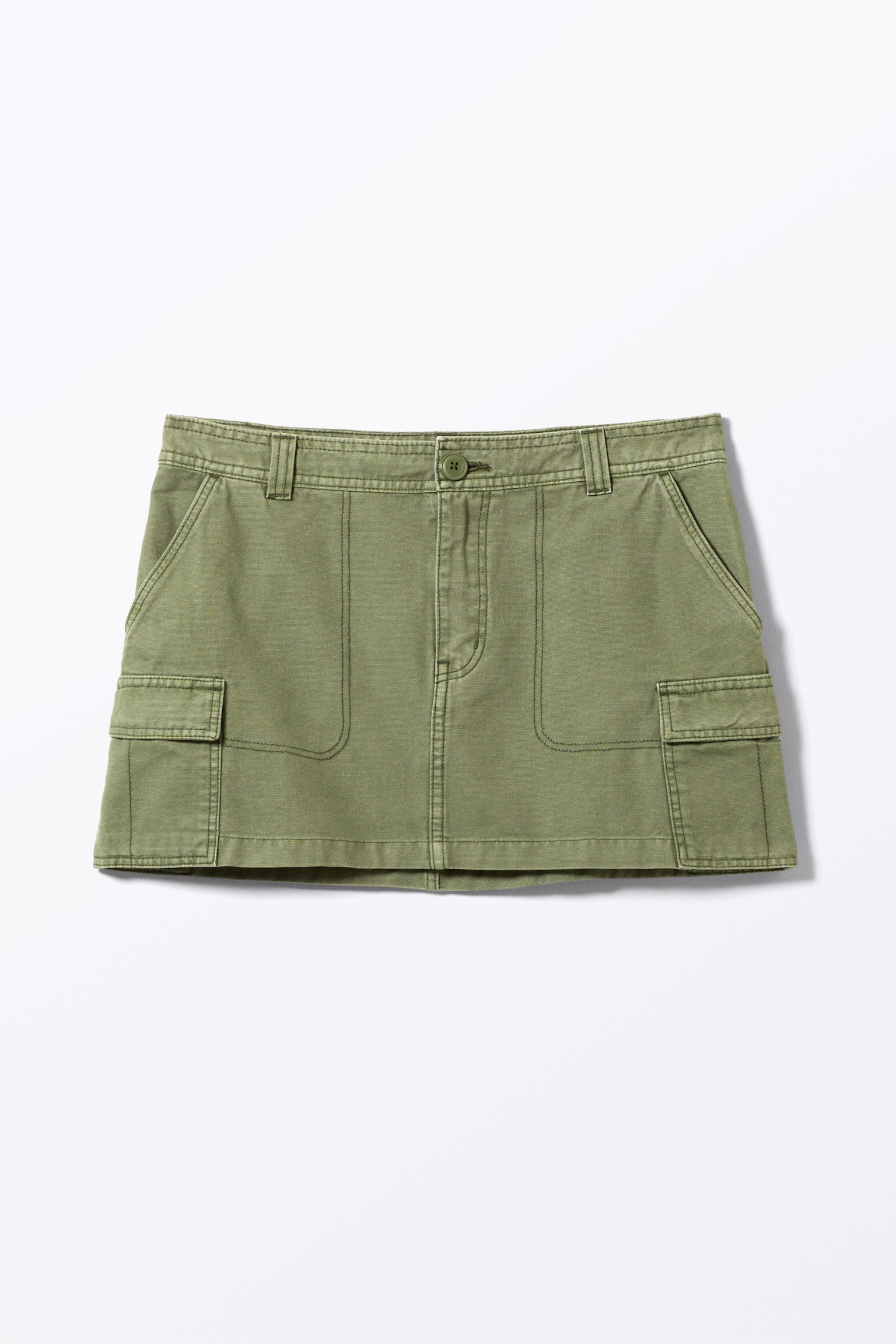 Mini Cotton Cargo Skirt - Khaki Green/Off-white - 2