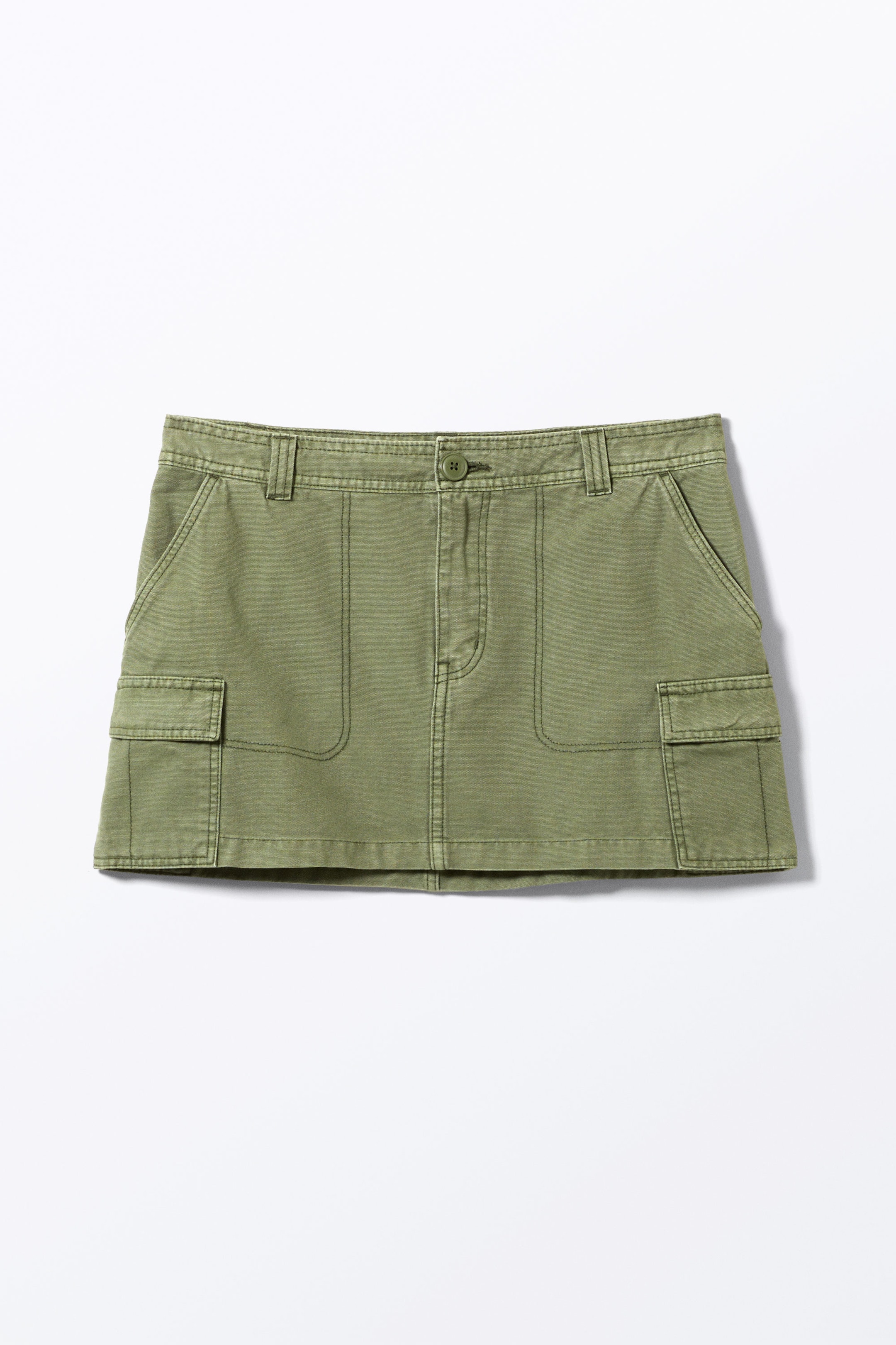 Khaki Green - Mini Cotton Cargo Skirt - 0