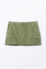 Khaki Green - Mini Cotton Cargo Skirt - 0