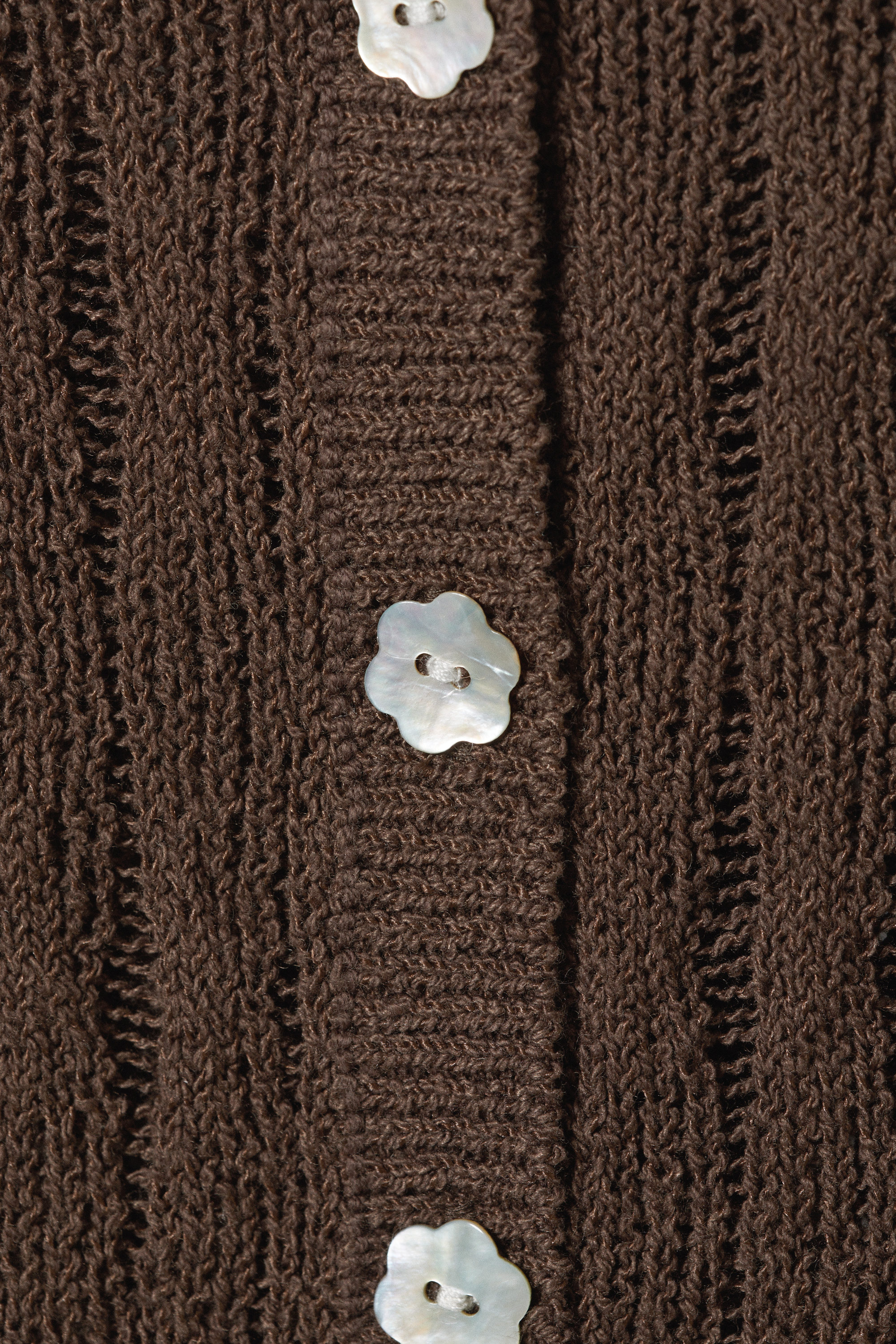 Dark Brown - Fitted Long-Sleeved Knitted Cardigan - 4