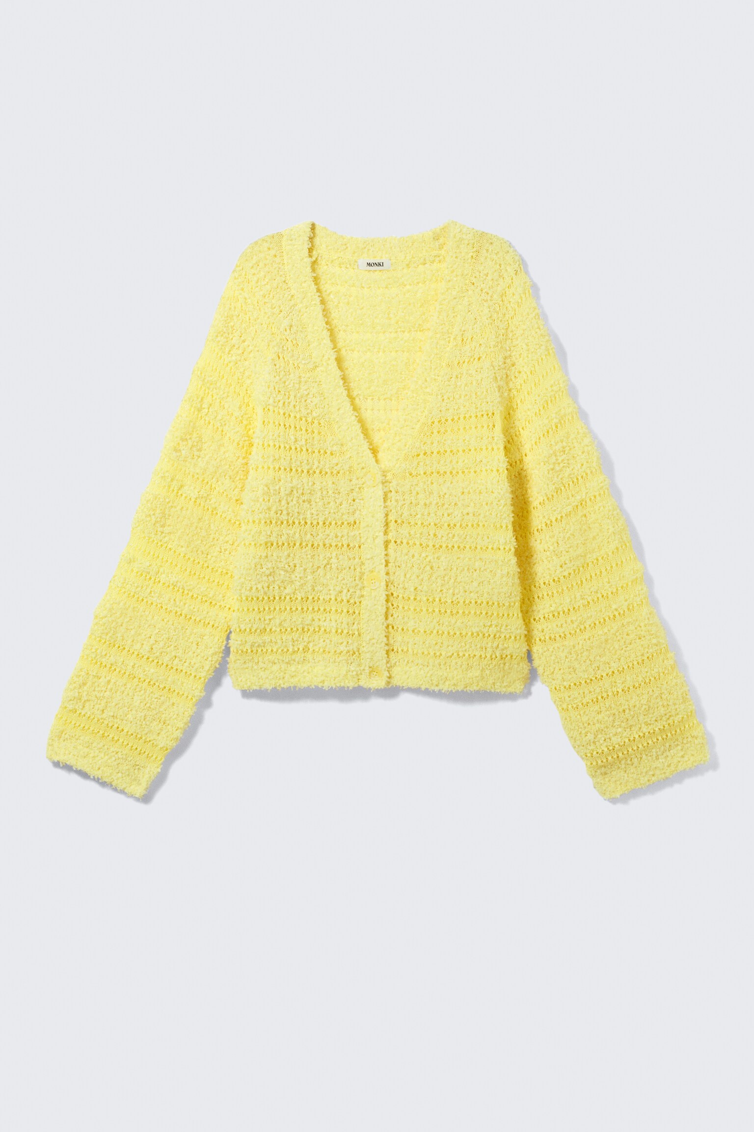 Soft Knitted Single-Breasted Cardigan - Light Yellow - 2
