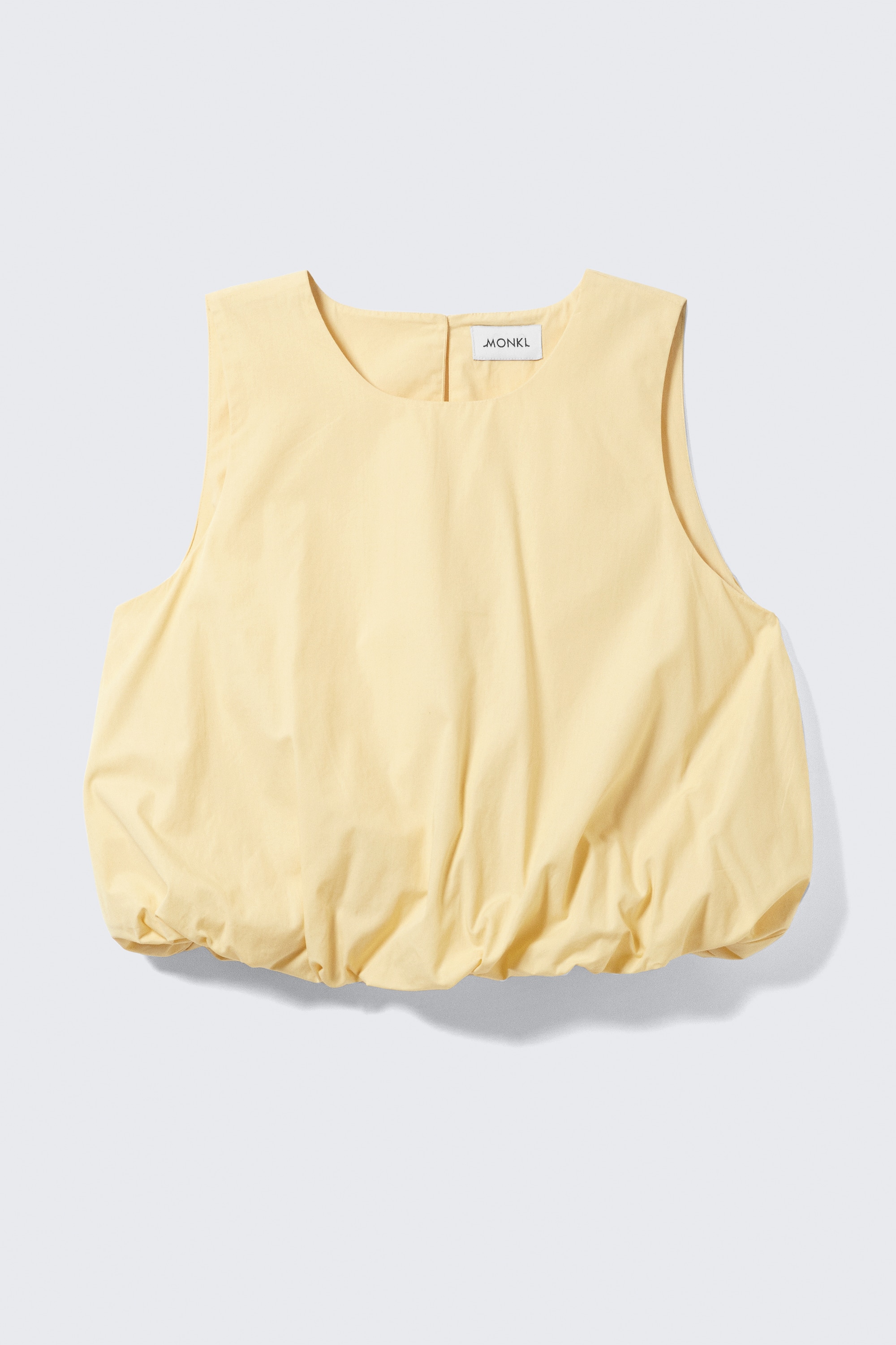 Balloon Hem Sleeveless Poplin Top - Light Yellow/Khaki Green/White