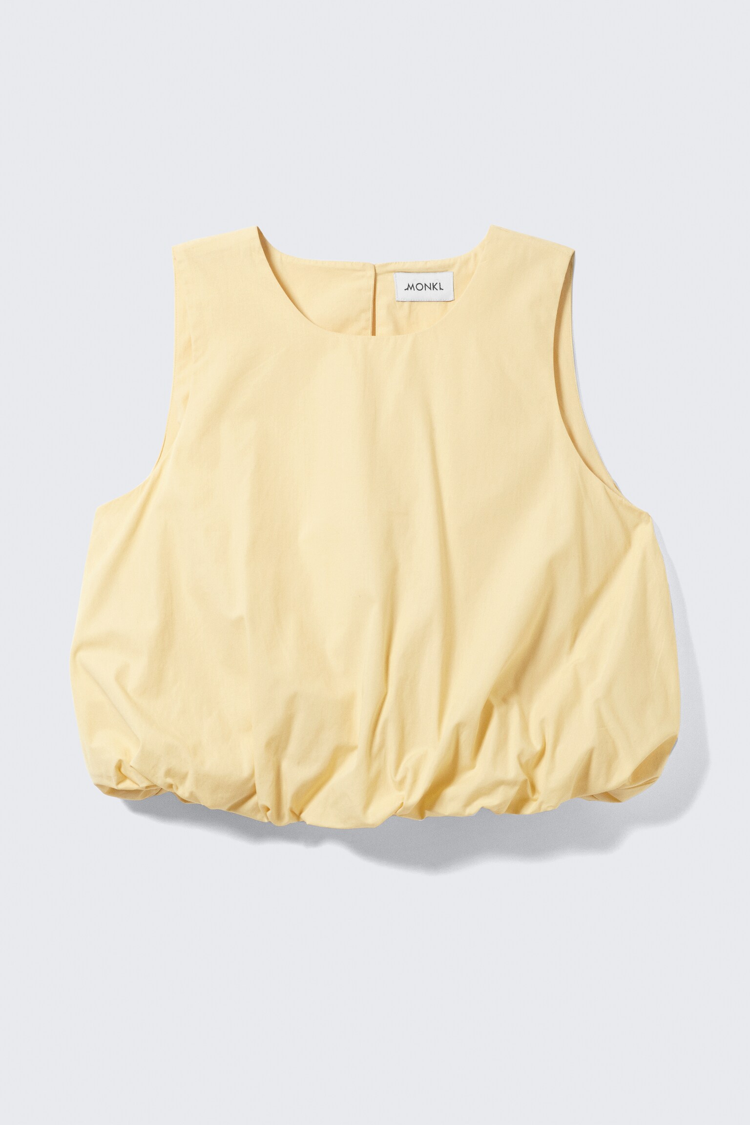 Mouwloze popeline top met ballonzoom - Light Yellow/Khaki Green/White - 2