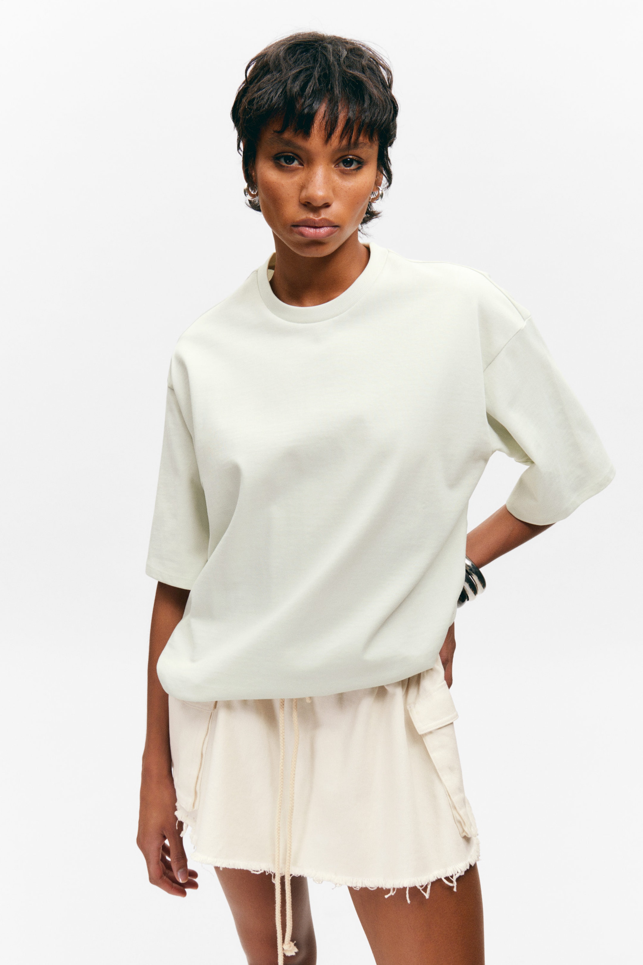 Light Dusty Green - Heavyweight Boxy Cotton T-Shirt - 2