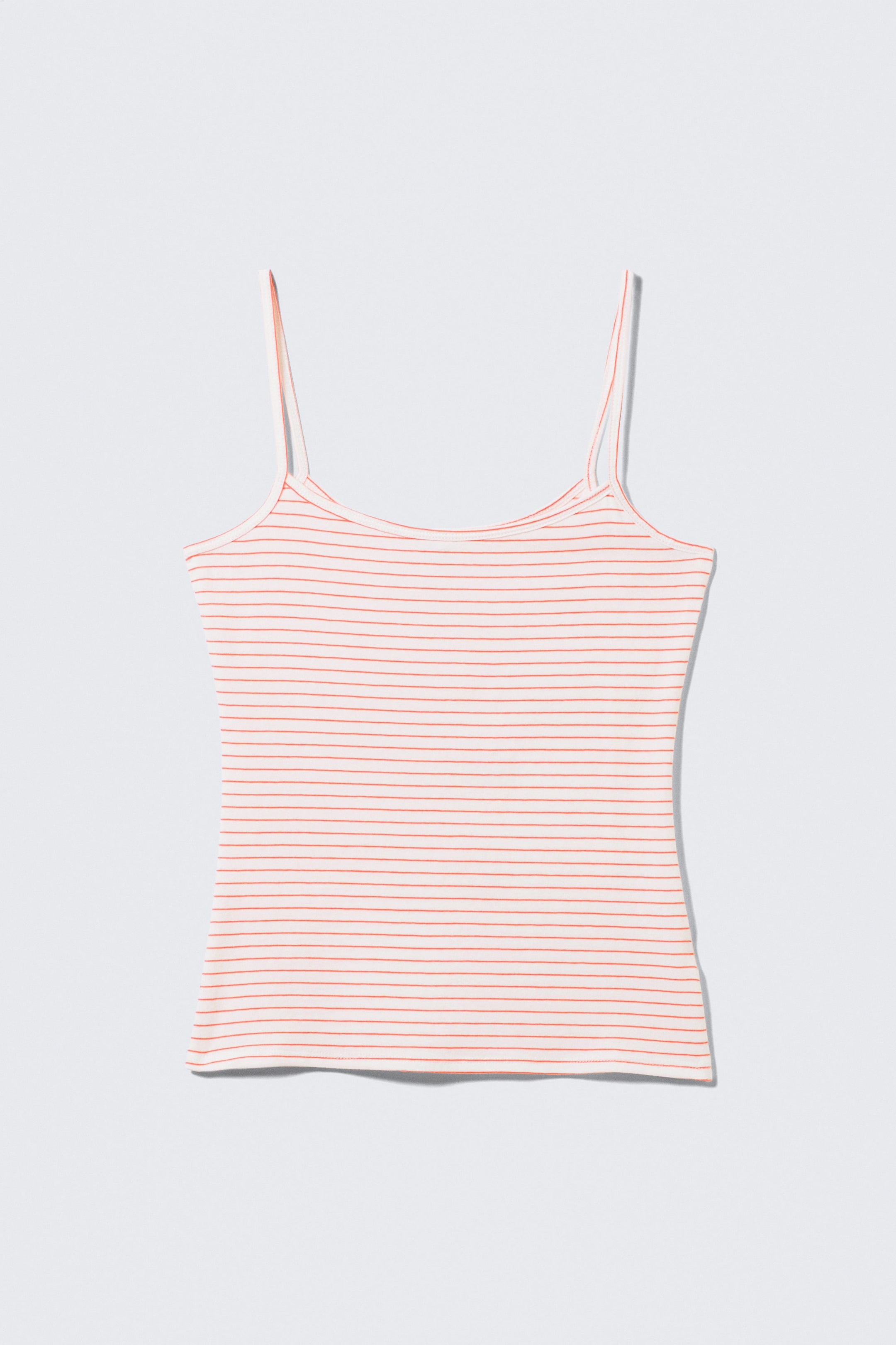 Red & White Stripes - Slim Strappy Tank Top - 0