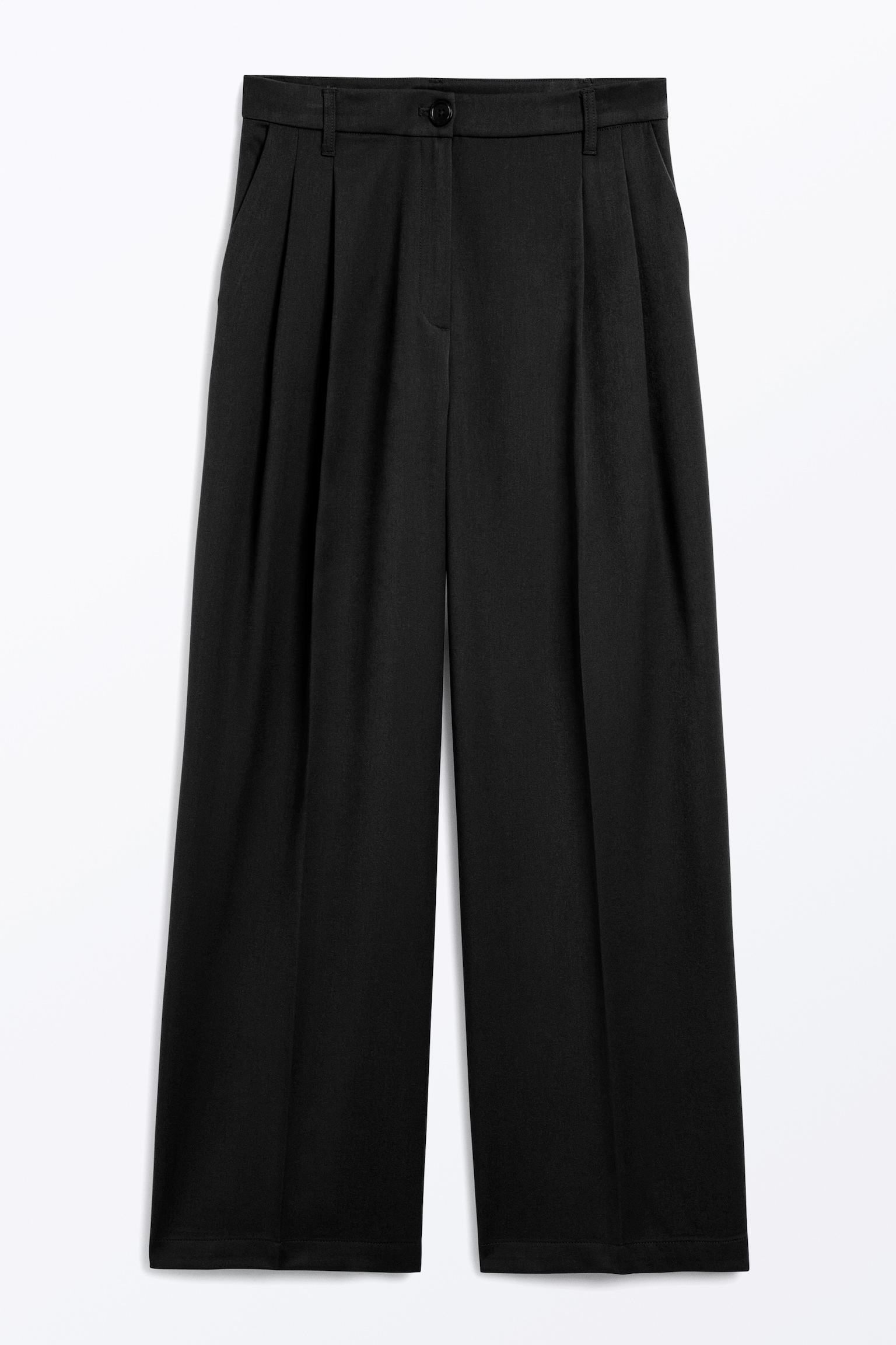 Wide Leg Trousers - Black/Dark grey/Striped Grey - 2