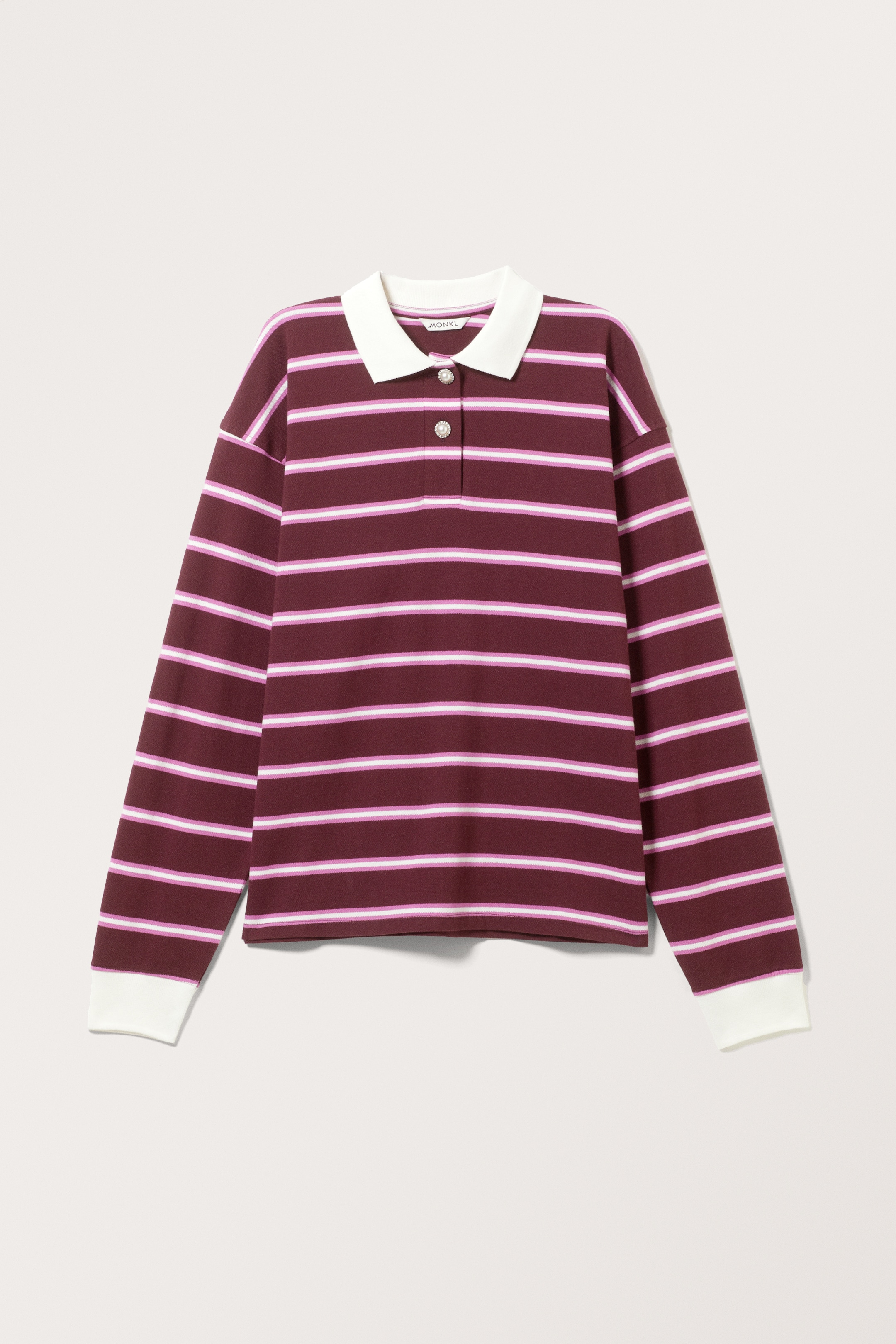 View larger image: Long Sleeve Rugby Polo Top - Burgundy - Ladies | H&M GB 1