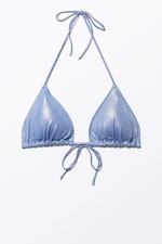 Blue Glitter - Glitter Triangle Bikini Top - 0
