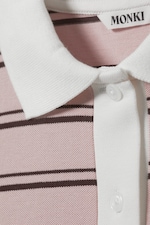 Light Pink - Brown Stripes - Long Sleeve Rugby Polo Top - 1