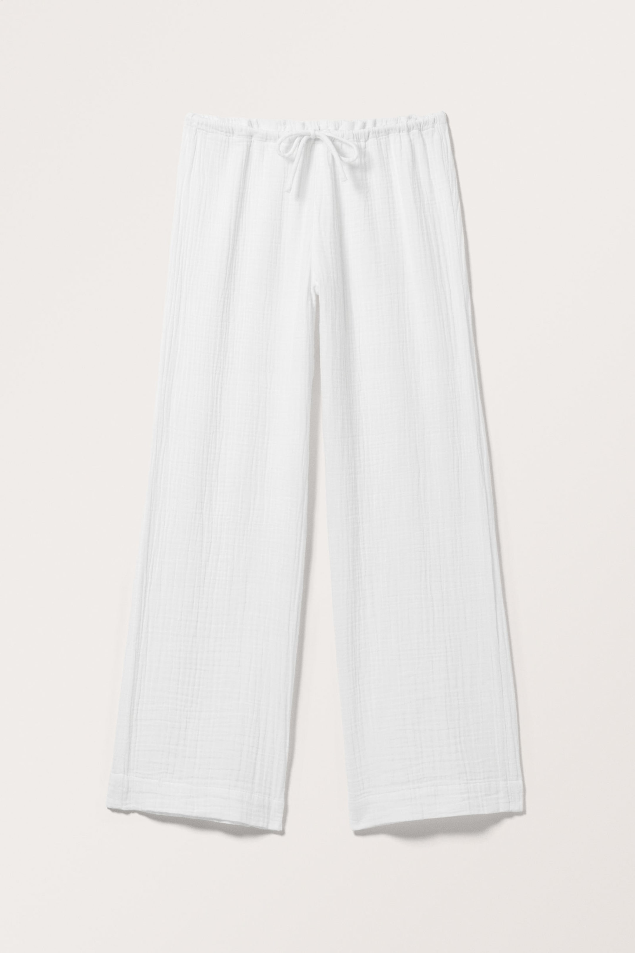 White - Loose Pull-on Cotton Trousers - 0
