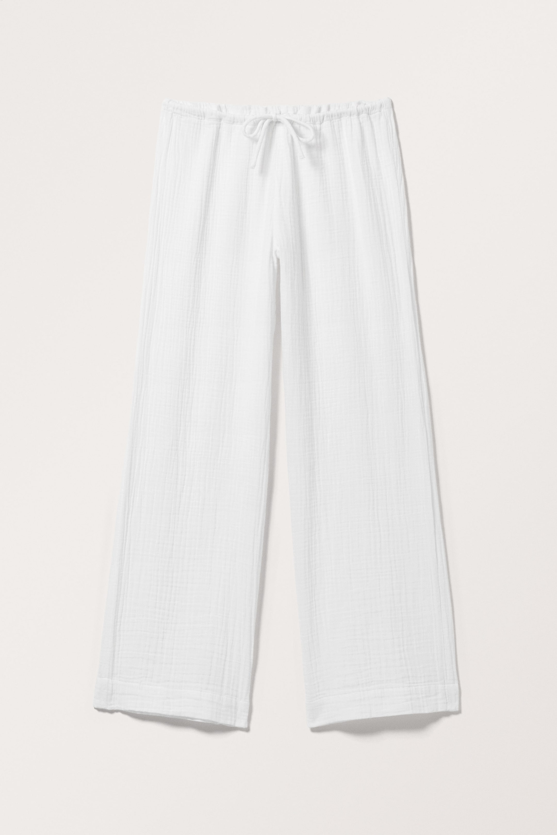 White - Loose Pull-on Cotton Trousers - 0