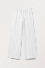White - Loose Pull-on Cotton Trousers - 0