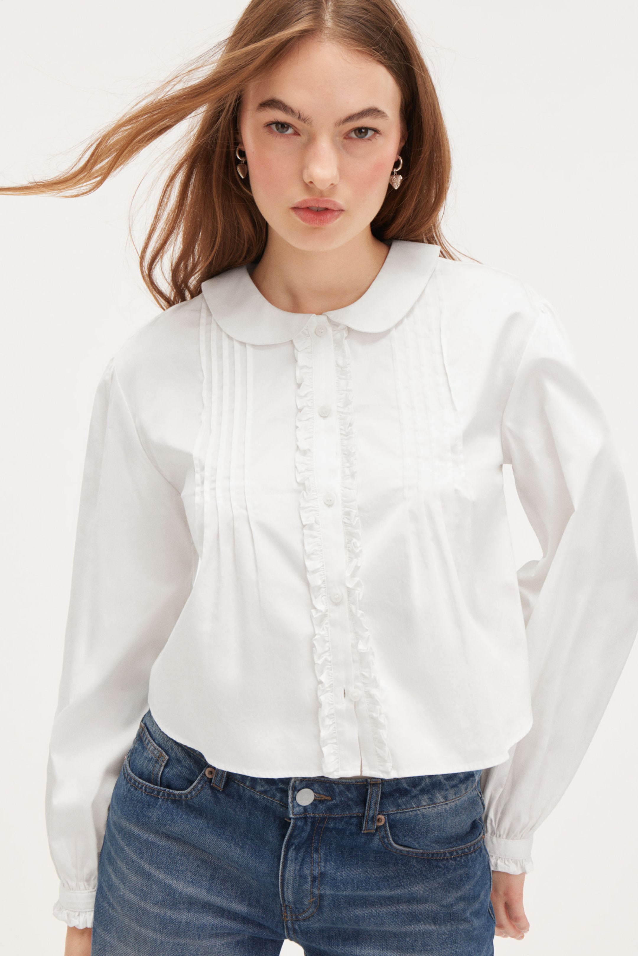 White - Boxy Pintuck Poplin Shirt - 1