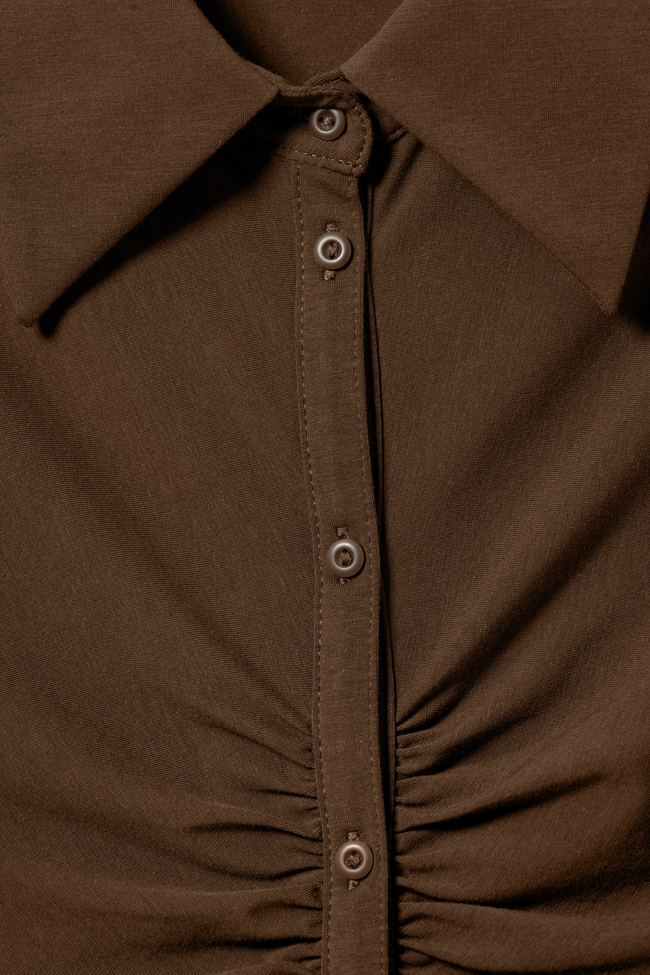 Ingrandisci l'immagine: Short-Sleeved Mini Shirt Dress - Dark Brown - DONNA | H&M CH 5