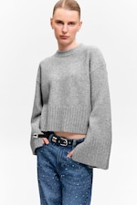 Grey Melange - Knitted Oversized Sweater - 0