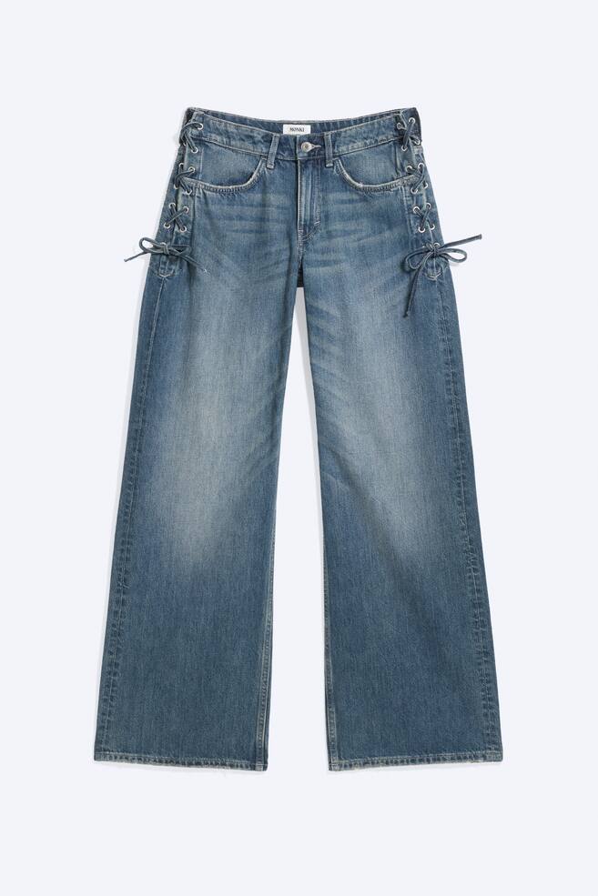 IMOO LOW WAIST LOOSE WIDE LACE UP JEANS - Lace Up Blue - Mittelblau - 1