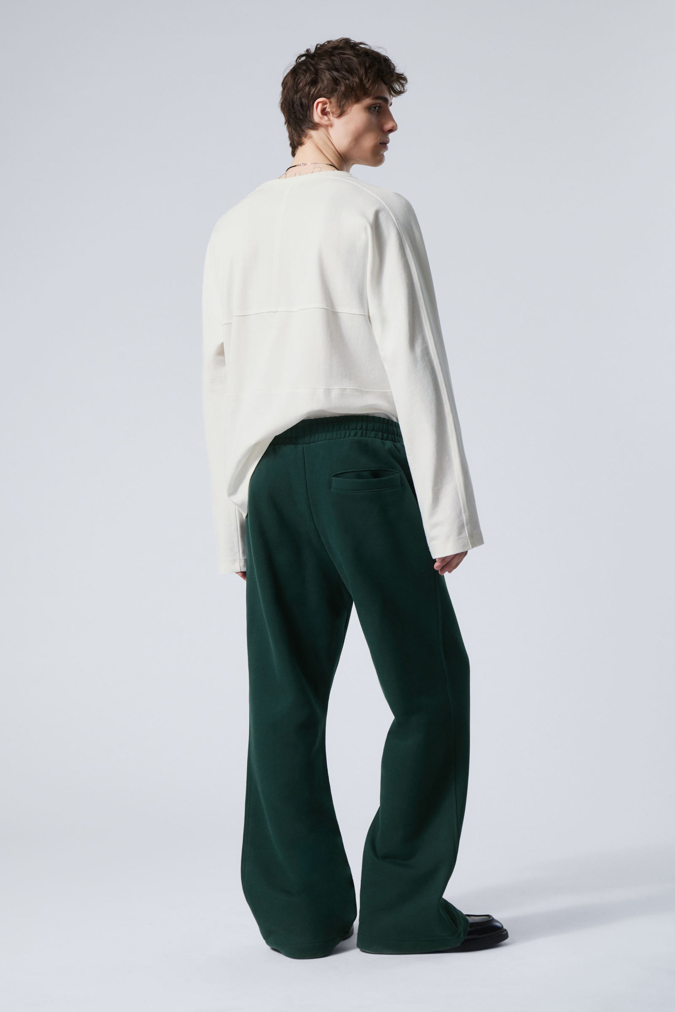 Dark Green - Flared Loose Fit Sweatpants - 2